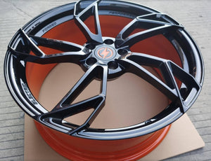 Black and Orange Custom Forged Wheel