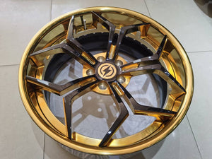 Custom 2-Piece Forged Wheel Set Gold and Black for Tesla Model 3