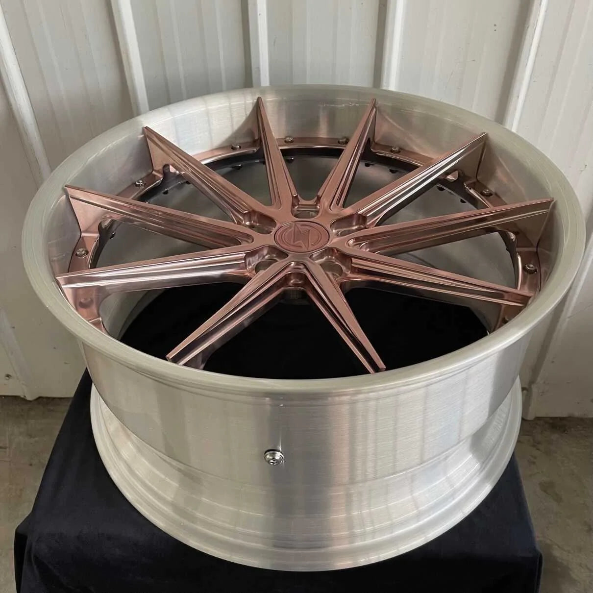 Custom 2-Piece Forged Wheel Rose Gold and Brushed Aluminum for Tesla Model S