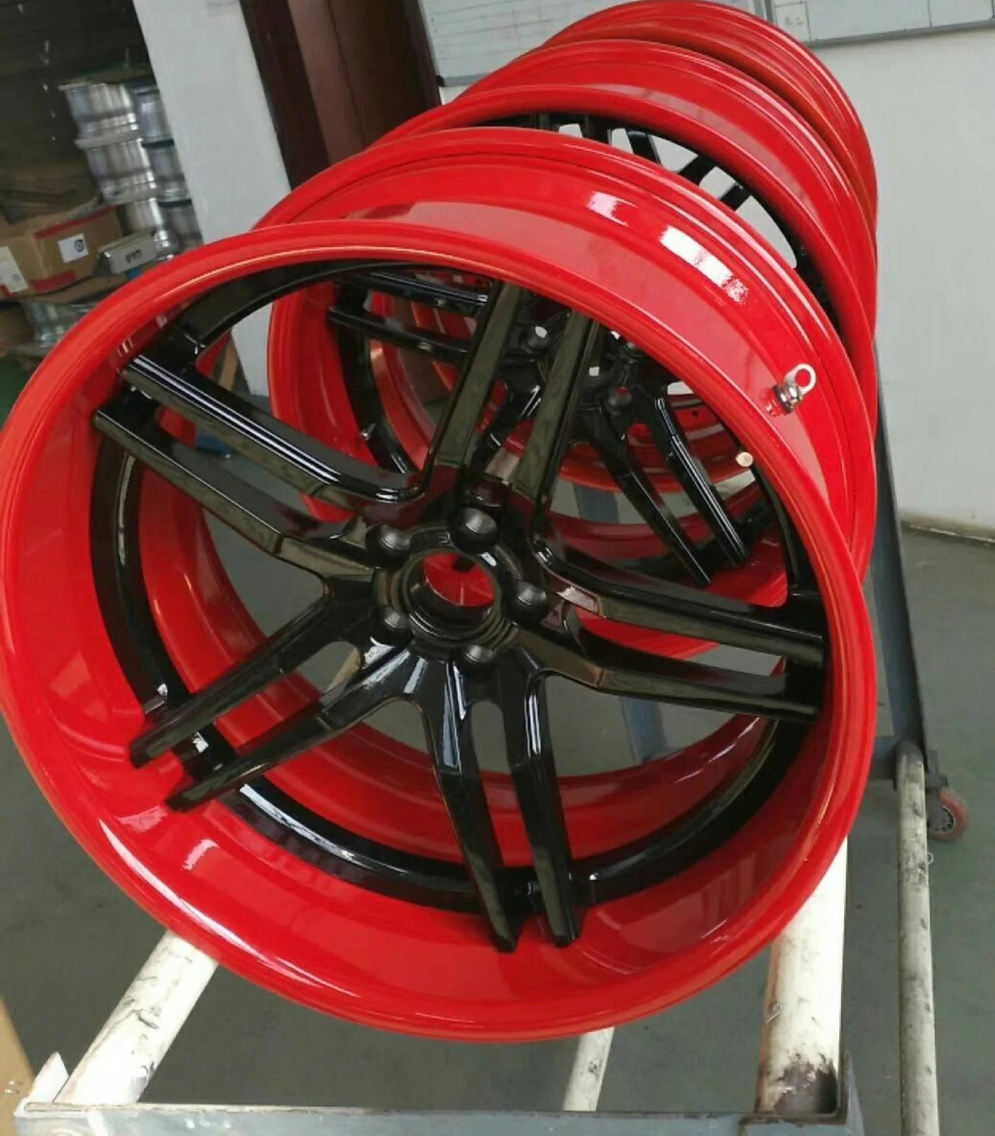 Custom Forged Wheels in Red and Black