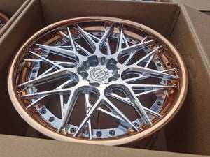 Custom 2-Piece Wheels Bronze and Polished Aluminum For Tesla Model 3